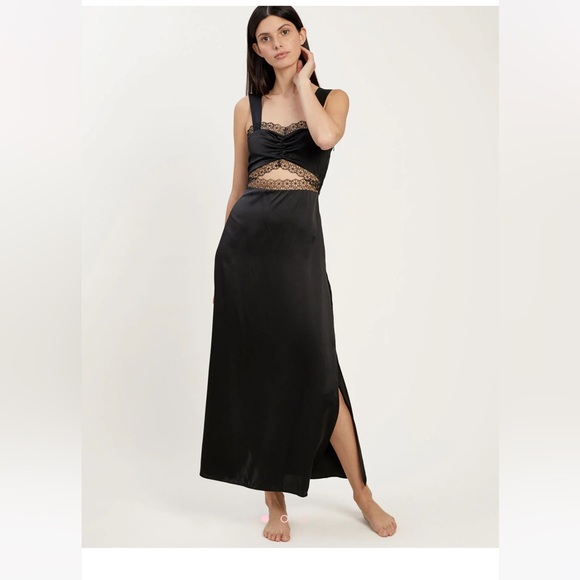 Morgan Lane Black Maxi Dress with Lace Detail - Picture 1 of 6